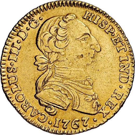 Awers monety - 2 escudo 1767 NR JV "Typ 1762-1771" - cena złotej monety - Kolumbia, Karol III