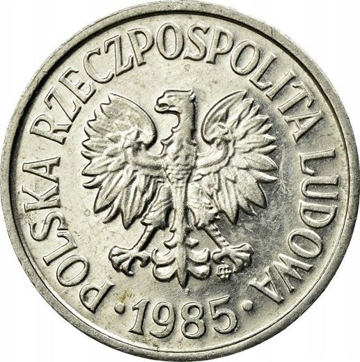 Anverso 20 eslotis 1985 MW - valor de la moneda  - Polonia, República Popular