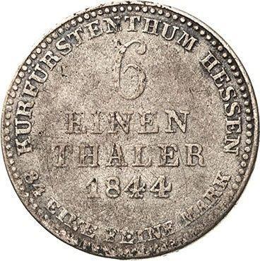 Reverso 1/6 tálero 1844 - valor de la moneda de plata - Hesse-Cassel, Guillermo II