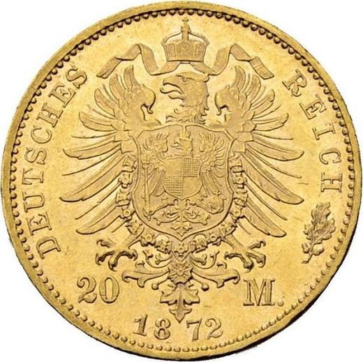 Reverso 20 marcos 1872 D "Bavaria" - valor de la moneda de oro - Alemania, Imperio alemán