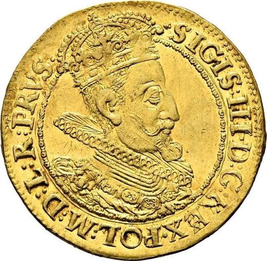 Аверс монеты - Дукат 1614 года "Гданьск" - цена золотой монеты - Польша, Сигизмунд III Ваза