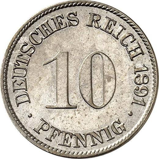 Аверс монеты - 10 пфеннигов 1891 года G "Тип 1890-1916" - цена  монеты - Германия, Германская Империя