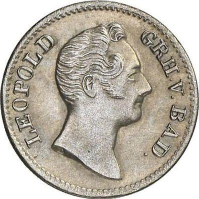 Awers monety - 3 krajcary 1836 - cena srebrnej monety - Badenia, Leopold