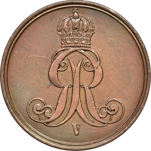 Аверс монеты - 2 пфеннига 1863 года B - цена  монеты - Ганновер, Георг V