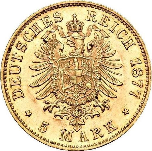 Reverso 5 marcos 1877 D "Bavaria" - valor de la moneda de oro - Alemania, Imperio alemán
