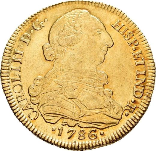 Anverso 8 escudos 1786 So DA - valor de la moneda de oro - Chile, Carlos III