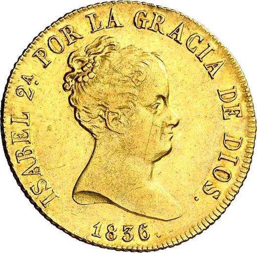 Аверс монеты - 80 реалов 1836 года S DR - цена золотой монеты - Испания, Изабелла II