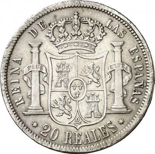 Rewers monety - 20 réales 1855 "Typ 1847-1855" Siedmioramienne gwiazdy - cena srebrnej monety - Hiszpania, Izabela II