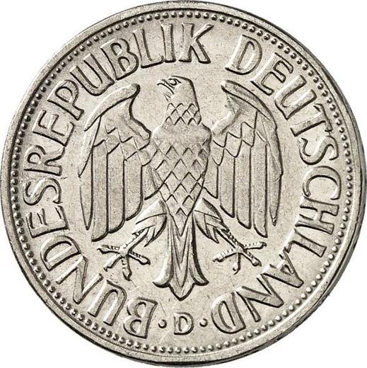 Реверс монеты - 1 марка 1950 года D Никель Углубленные арабески и звезды на гурте - цена  монеты - Германия, ФРГ