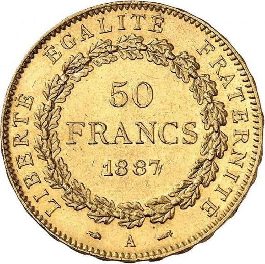 Reverse 50 Francs 1887 A "Type 1878-1904" Paris - France, Third Republic