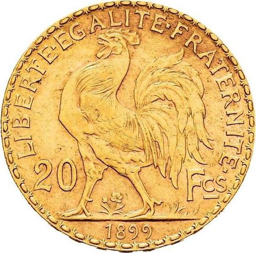 Реверс монеты - 20 франков 1899 года A "Тип 1899-1906" Париж - цена золотой монеты - Франция, Третья республика