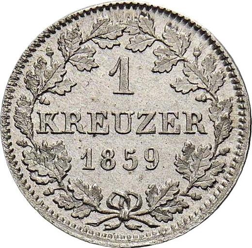 Реверс монеты - 1 крейцер 1859 года - цена серебряной монеты - Бавария, Максимилиан II