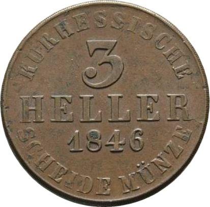 Reverso 3 Heller 1846 - valor de la moneda  - Hesse-Cassel, Guillermo II