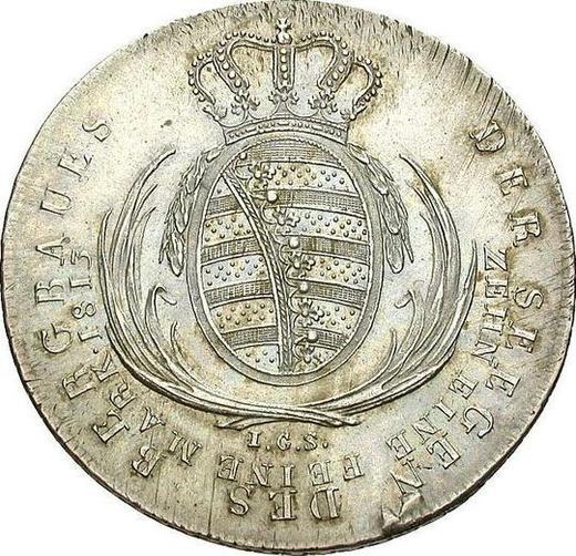 Reverso Tálero 1813 I.G.S. "Minero" - valor de la moneda de plata - Sajonia, Federico Augusto I