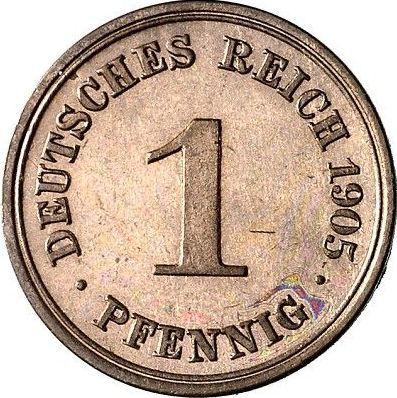 Аверс монеты - 1 пфенниг 1905 года F "Тип 1890-1916" - цена  монеты - Германия, Германская Империя