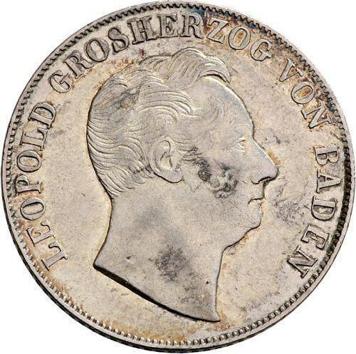 Аверс монеты - 1 гульден 1846 года - цена серебряной монеты - Баден, Леопольд
