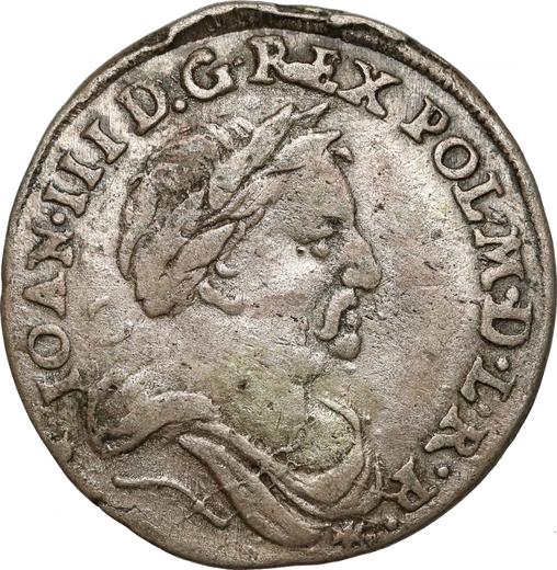 Аверс монеты - Шестак (6 грошей) 1679 года TLB TLB под гербом - цена серебряной монеты - Польша, Ян III Собеский
