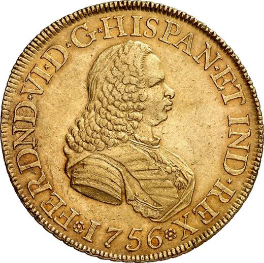 Anverso 8 escudos 1756 NR S "Tipo 1755-1760" - valor de la moneda de oro - Colombia, Fernando VI