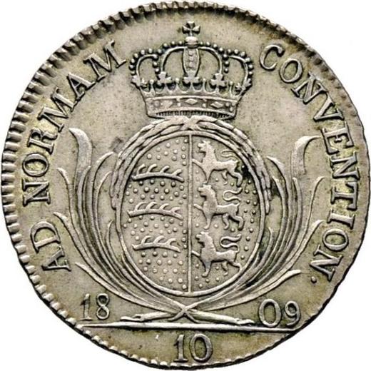 Rewers monety - 10 krajcarow 1809 I.L.W. - cena srebrnej monety - Wirtembergia, Fryderyk I