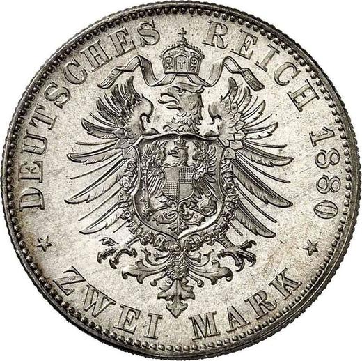 Реверс монеты - 2 марки 1880 года F "Вюртемберг" - цена серебряной монеты - Германия, Германская Империя
