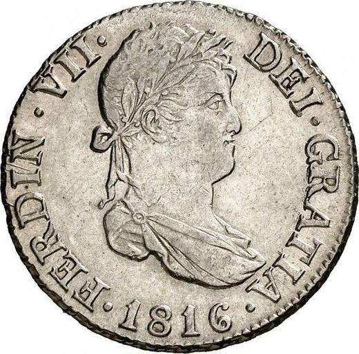 Obverse 2 Reales 1816 M GJ - Silver Coin Value - Spain, Ferdinand VII