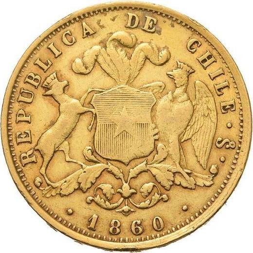 Reverso 10 pesos 1860 So - valor de la moneda  - Chile, República