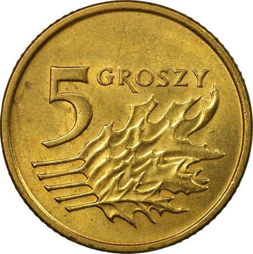 Revers 5 Groszy 2001 MW - Münze Wert - Polen, III Republik Polen nach Stückelung