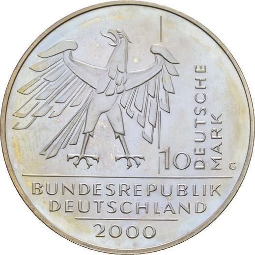 Реверс монеты - 10 марок 2000 года G "День Немецкого единства" - цена серебряной монеты - Германия, ФРГ