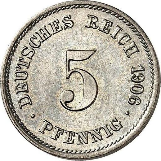 Anverso 5 Pfennige 1906 G "Tipo 1890-1915" - valor de la moneda  - Alemania, Imperio alemán