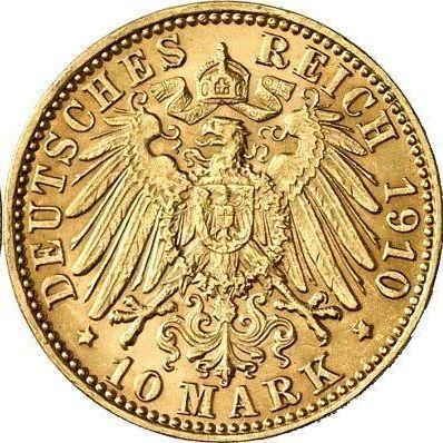 Reverso 10 marcos 1910 J "Hamburg" - valor de la moneda de oro - Alemania, Imperio alemán