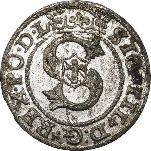 Аверс монеты - Шеляг 1590 года "Рига" - цена серебряной монеты - Польша, Сигизмунд III Ваза