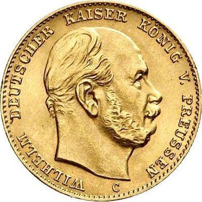 Anverso 10 marcos 1877 C "Prusia" - valor de la moneda de oro - Alemania, Imperio alemán