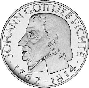 Аверс монеты - 5 марок 1964 года J "Фихте" - цена серебряной монеты - Германия, ФРГ
