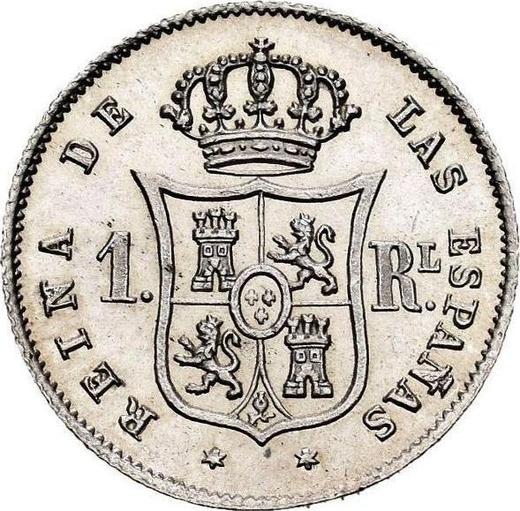 Reverso 1 real 1859 Estrellas de seis puntas - valor de la moneda de plata - España, Isabel II
