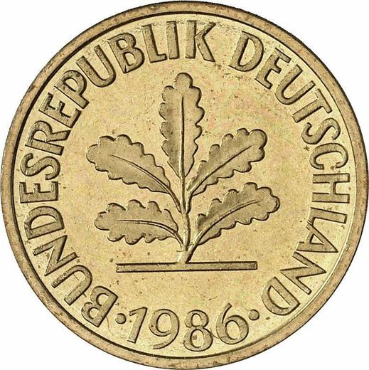 Rewers monety - 10 fenigów 1986 D - cena  monety - Niemcy, RFN