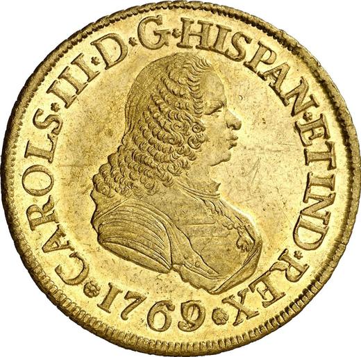 Awers monety - 8 escudo 1769 PN J "Typ 1760-1771" - cena złotej monety - Kolumbia, Karol III
