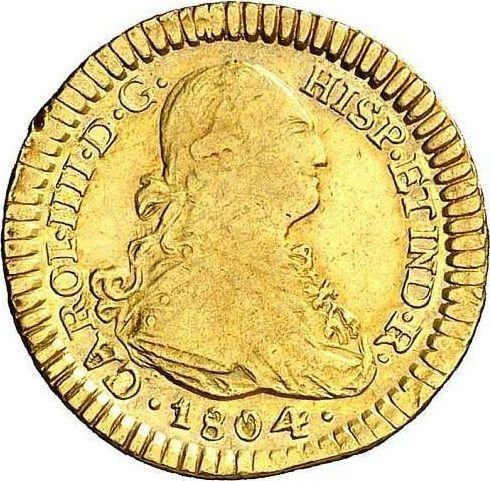 Аверс монеты - 1 эскудо 1804 года P JF - цена золотой монеты - Колумбия, Карл IV
