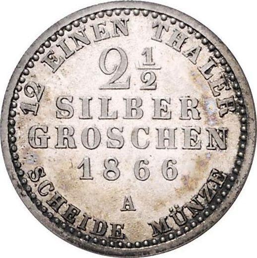 Rewers monety - 2-1/2 silbergroschen 1866 A - cena srebrnej monety - Prusy, Wilhelm I