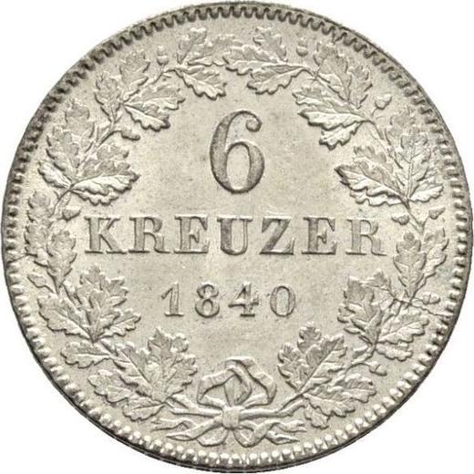 Revers 6 Kreuzer 1840 - Silbermünze Wert - Hessen-Darmstadt, Ludwig II