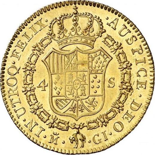 Реверс монеты - 4 эскудо 1818 года M GJ - цена золотой монеты - Испания, Фердинанд VII