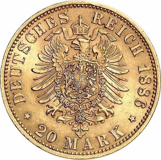 Реверс монеты - 20 марок 1886 года A "Саксен-Кобург-Гота" - цена золотой монеты - Германия, Германская Империя