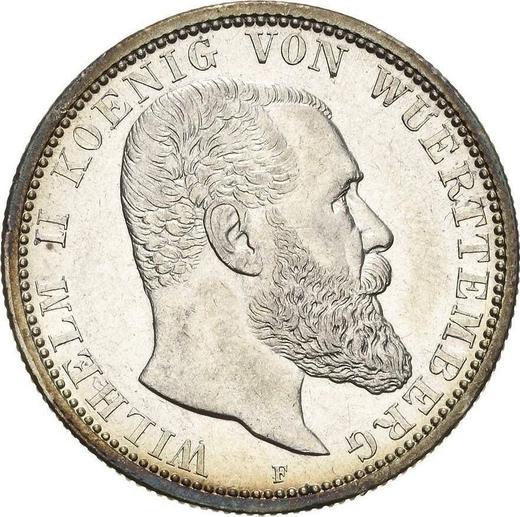 Anverso 2 marcos 1913 F "Würtenberg" - valor de la moneda de plata - Alemania, Imperio alemán
