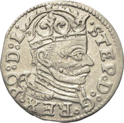 Awers monety - Trojak 1583 "Ryga" - cena srebrnej monety - Polska, Stefan Batory