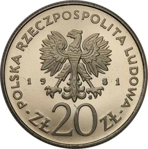 Awers monety - PRÓBA 20 złotych 1981 MW "Kraków" Nikiel - cena  monety - Polska, PRL