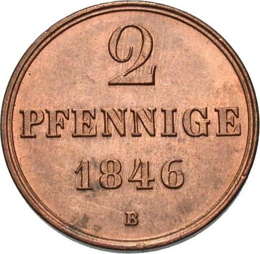 Reverso 2 Pfennige 1846 B "Tipo 1845-1851" - valor de la moneda  - Hannover, Ernesto Augusto 