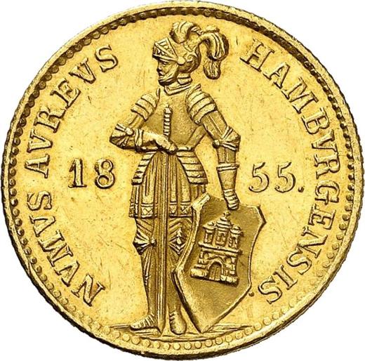 Аверс монеты - Дукат 1855 года - цена  монеты - Гамбург, Вольный город