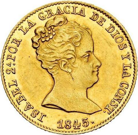 Аверс монеты - 80 реалов 1845 года B PS - цена золотой монеты - Испания, Изабелла II