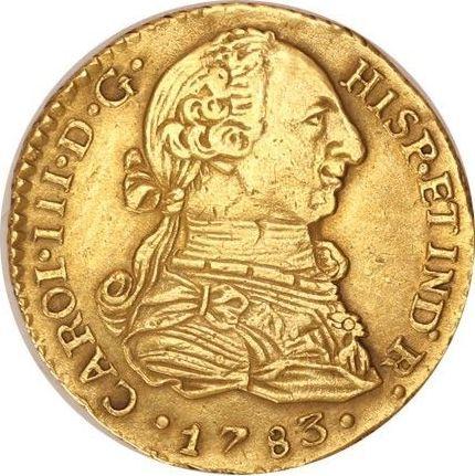 Awers monety - 1 escudo 1783 NG P - cena złotej monety - Gwatemala, Karol III