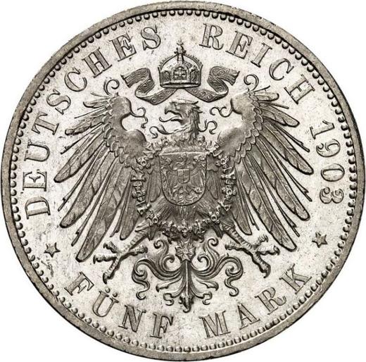 Reverse 5 Mark 1903 J "Hamburg" - Germany, German Empire