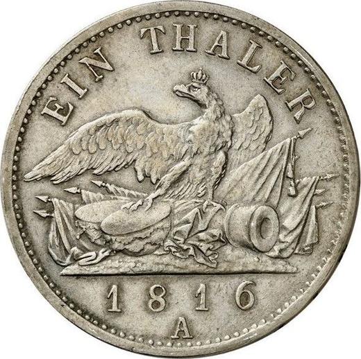 Rewers monety - Talar 1816 A "Typ 1816-1818" - cena srebrnej monety - Prusy, Fryderyk Wilhelm III